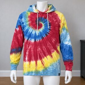 Empyre XL Tie Dye Hoodie 100% Cotton Spiral Pullover Red Blue Yellow Streetwear